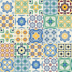 ornate portuguese decorative tiles. Vector.