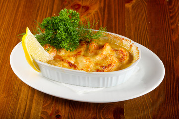 Cocotte with prawn