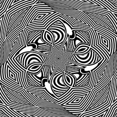 Hypnotic Black And White Flower Stripe Shapes Vector