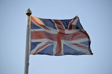 Britsh Union Jack Flag Blowing in the Wind