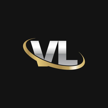 Creative Letter VL Logo Vector Template With gold and Silver Color