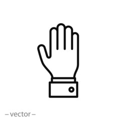 hand up icon - line sign, vector illustration eps10