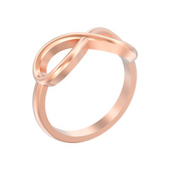 3D illustration isolated rose gold simple infinity ring