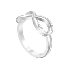 3D illustration isolated silver simple infinity ring