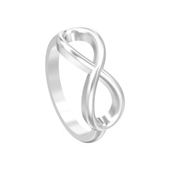 3D illustration isolated silver simple infinity ring