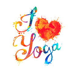 I love yoga. Hand written inscription of splash paint letters