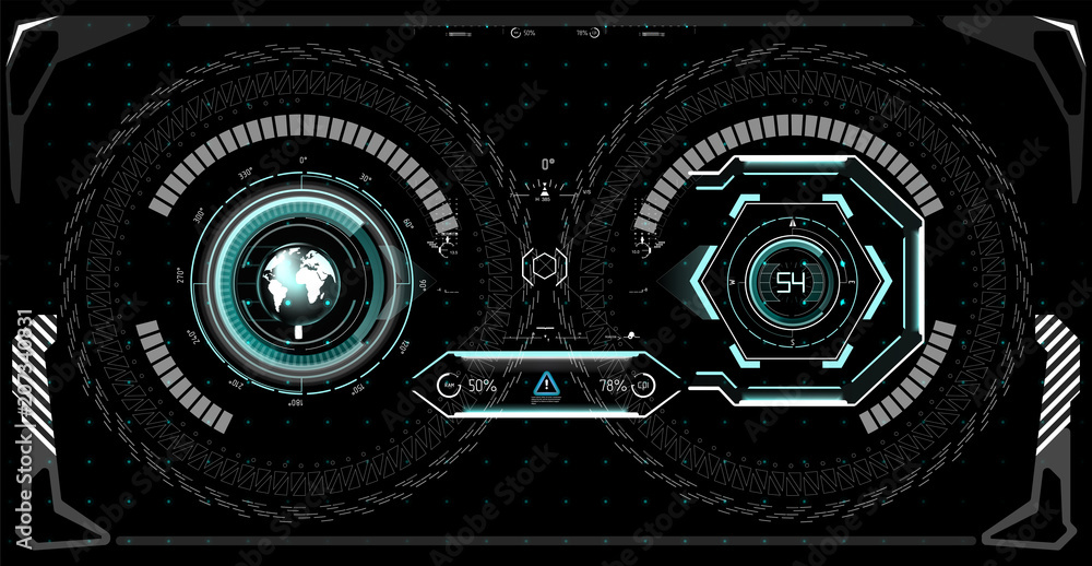 Poster futuristic technology hud screen. tactical view sci-fi vr dislpay. hud ui. futuristic vr head-up dis