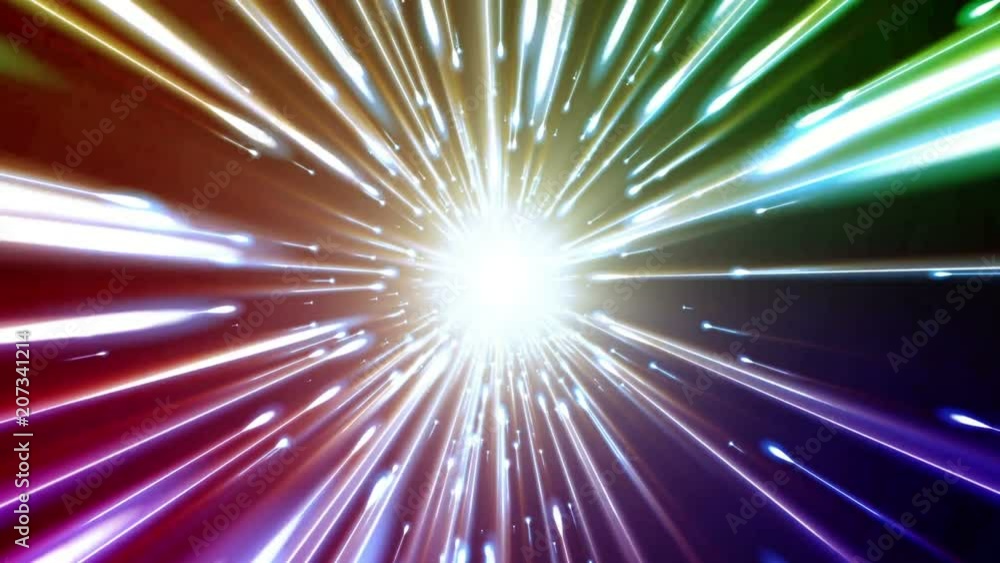 Poster dynamic light tunnel. bright lines quickly move away from us. looped