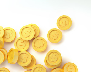 gold coins isolated on white background. 3d render