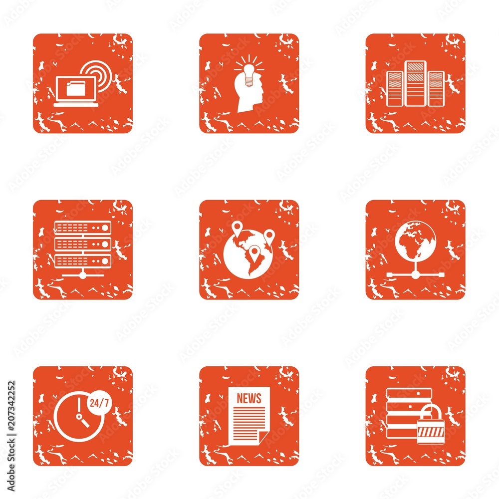 Poster whole day icons set. grunge set of 9 whole day vector icons for web isolated on white background