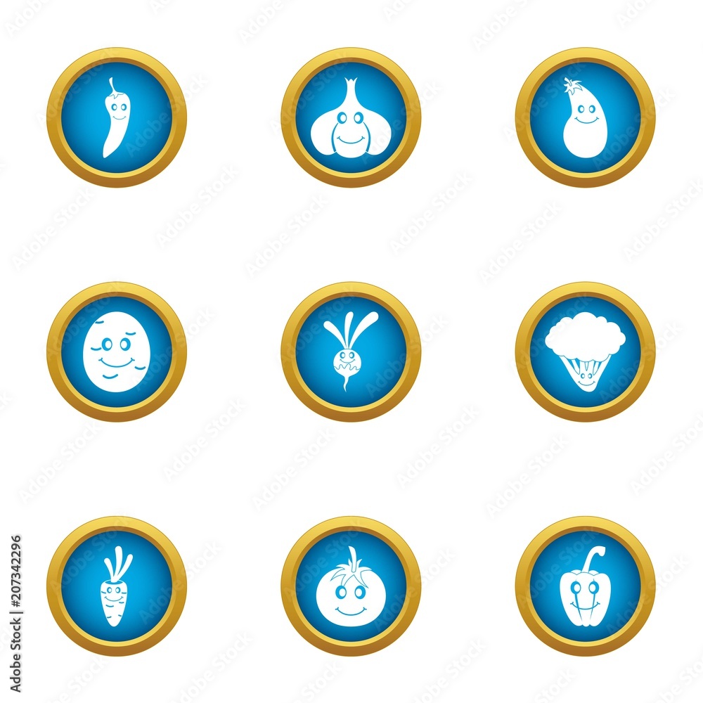 Poster vegan base icons set. flat set of 9 vegan base vector icons for web isolated on white background