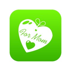 Mother icon green vector isolated on white background