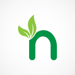 Letter H Leaf Logo Vector Design