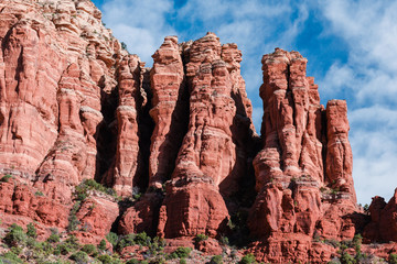 View of red rock formations in Sedona, Arizona.