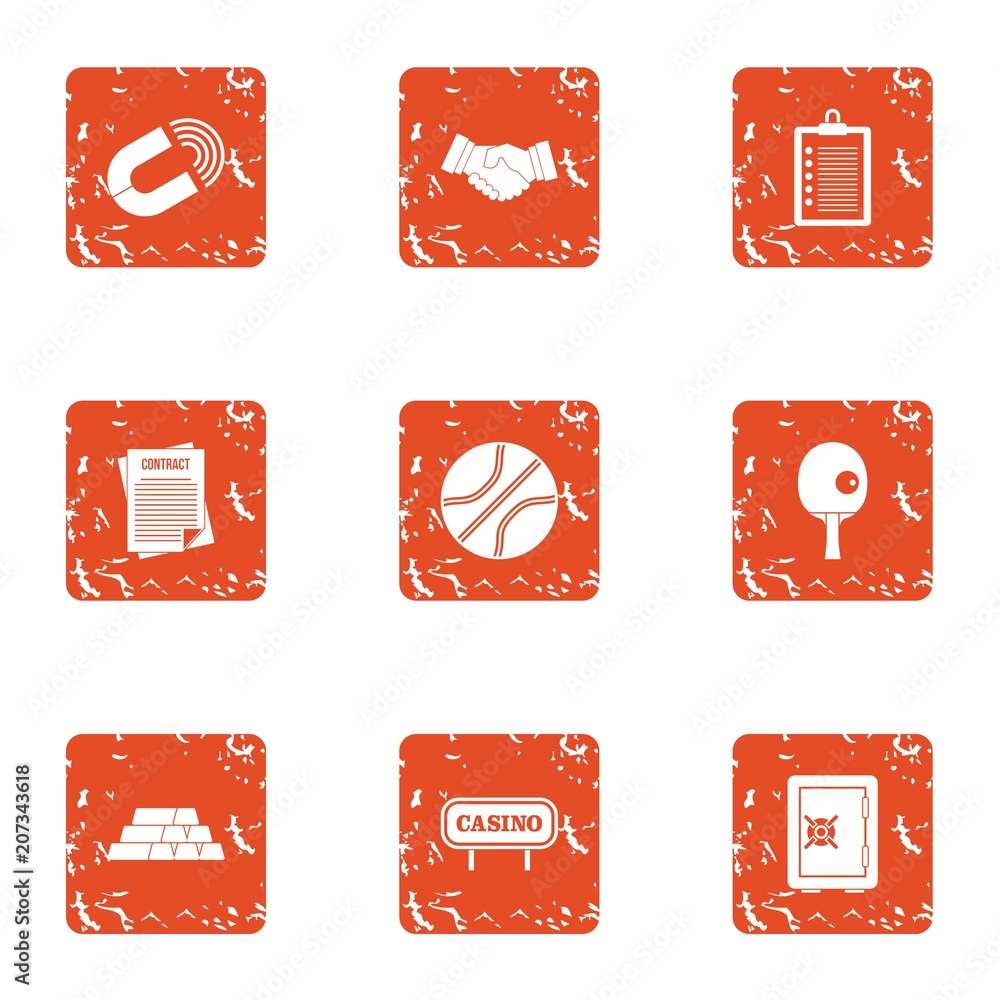 Poster monetary contract icons set. grunge set of 9 monetary contract vector icons for web isolated on whit