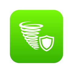 Hurricane protection icon green vector isolated on white background