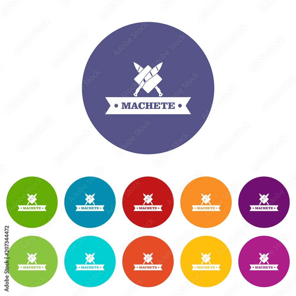 Poster machete icons color set vector for any web design on white background