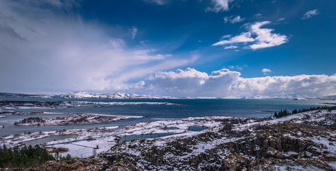 Thingvellir - May 03, 2018: Panorama of Thingvellir National Park, Iceland