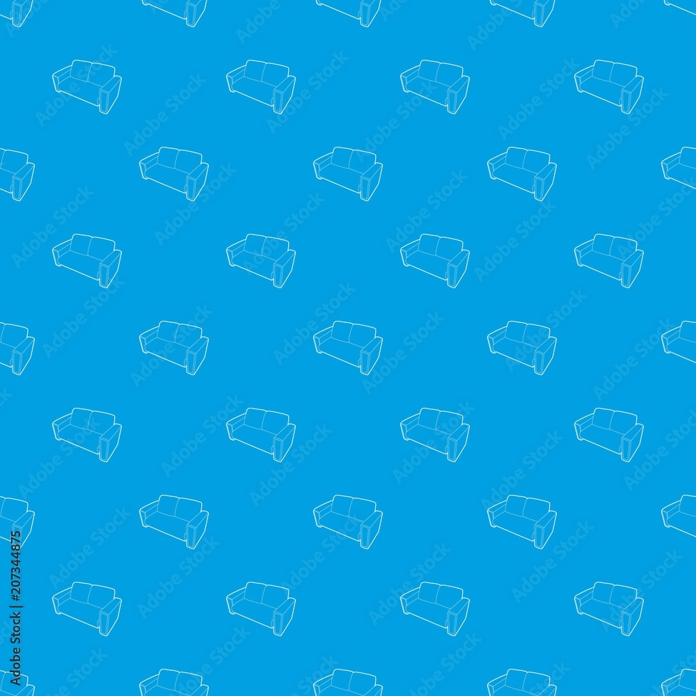 Poster sofa pattern vector seamless blue repeat for any use