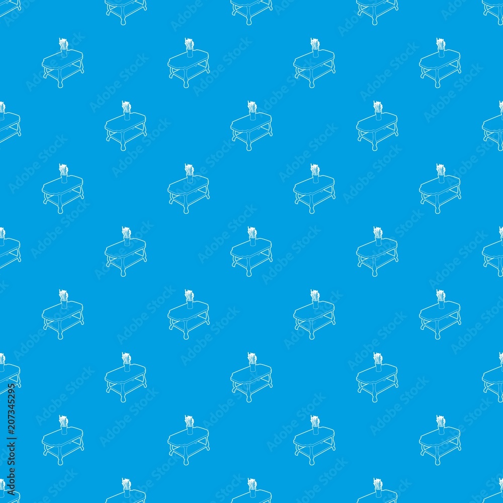 Poster coffee table with vase pattern vector seamless blue repeat for any use