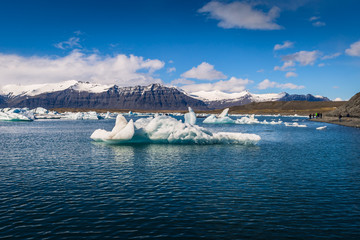 Jokulsarlon - May 05, 2018: Iceberg lagoon of Jokulsarlon, Iceland