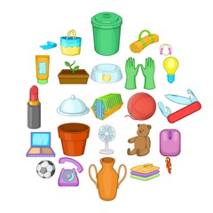 House things icons set. Cartoon set of 25 house things vector icons for web isolated on white background