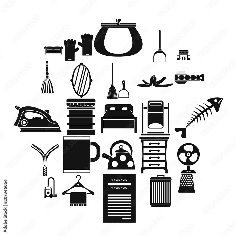 Poster house work icons set. simple set of 25 house work vector icons for web isolated on white background