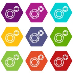 Mildew virus icons 9 set coloful isolated on white for web