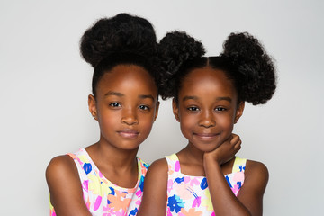 Studio portrait of two girls