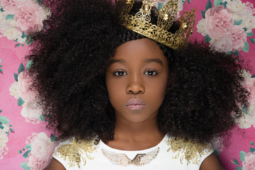 Close up of girl wearing crown