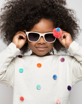 Close up of girl wearing sunglasses