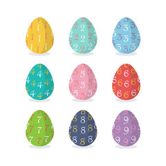 Set of number easter eggs with numbers vector illustration