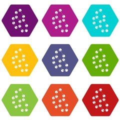 Tryptophan icons 9 set coloful isolated on white for web