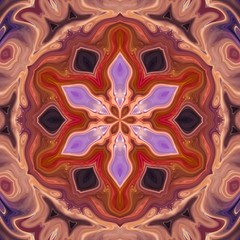 Fantasy sacred geometry modern art. Mystic Indian unique mandala. Oriental round pattern. Diamond and floral kaleidoscope artwork. Feng shui and yoga traditional design. Psychedelic creative print. 