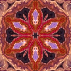 Fantasy sacred geometry modern art. Mystic Indian unique mandala. Oriental round pattern. Diamond and floral kaleidoscope artwork. Feng shui and yoga traditional design. Psychedelic creative print. 