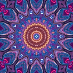 Fantasy sacred geometry modern art. Mystic Indian unique mandala. Oriental round pattern. Diamond and floral kaleidoscope artwork. Feng shui and yoga traditional design. Psychedelic creative print. 