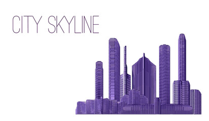 Fototapeta premium City Skyline - Buildings, Skyscrapers, Apartment Condo, Architectural Composition - Urban Landscape 