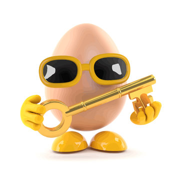 3d Egg with a gold key