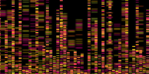 Big Genomic Data Visualization - DNA Test, Barcoding,  Genom Map Architecture  - Vector Graphic Template  
