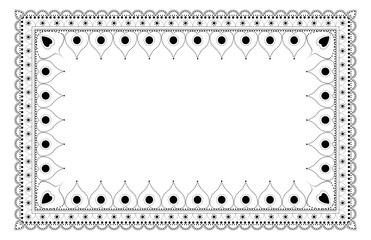 Indian Filigree Dotted Ornament - Vector Rectangular Frame with Paisley

