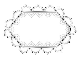 Indian Filigree Dotted Ornament - Vector Patterned Hexagonal Frame
