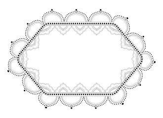 Indian Filigree Dotted Ornament - Vector Patterned Hexagonal Frame
