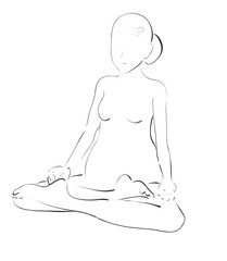 Exercise Lotus Asana for Pregnant Women - Vector Hand Drawn Sketch

