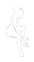 Sitting Young Gymnast Girl - Vector Hand Drawn Sketch
