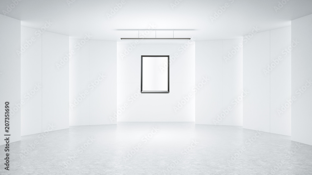 Poster 3d rendering empty rendering picture frame with minimalist and modern design studio room space backg