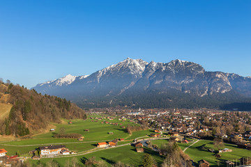 garmisch partenkirchen historic town bavaria germany in spring from above