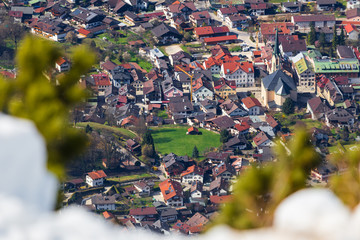 garmisch partenkirchen historic town bavaria germany in spring from above