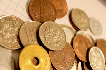 Pile of Japanese Yen Coins