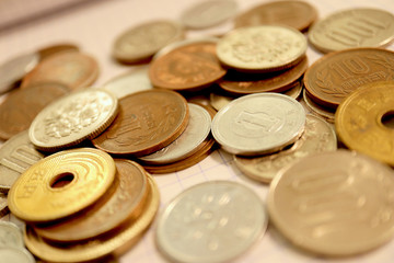 Pile of Japanese Yen Coins