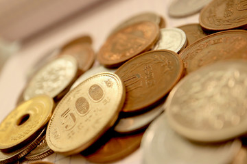 Pile of Japanese Yen Coins